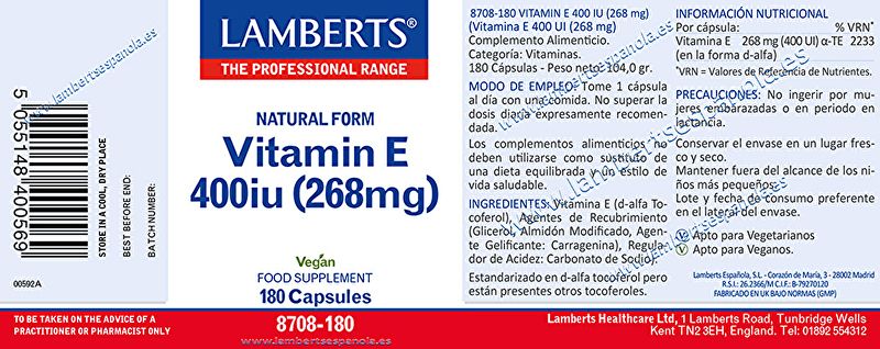 Vitamin E 400 IE 180 Kapseln - LAMBERTS Img 3