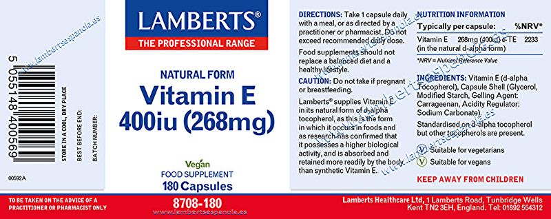 Vitamin E 400 IE 180 Kapseln - LAMBERTS Img 4