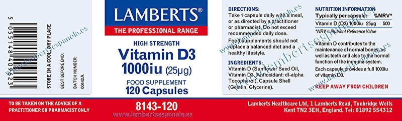 Vitamine D3 1000 UI 120 Gélules - LAMBERTS Img 3