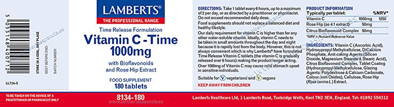 Vitamin C with Bioflavonoids 180 Tabs - LAMBERTS Img 3