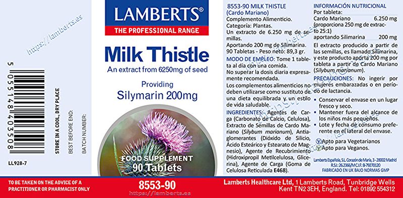 Milk Thistle 90 kapslar - LAMBERTS Img 2