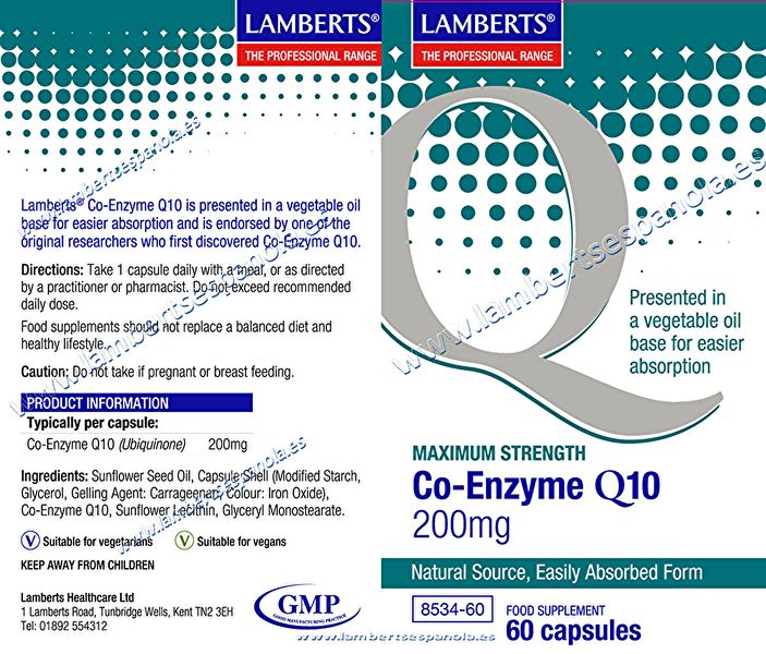 Coenzim Q10 200 mg 60 Rajoles - LAMBERTS Img 3