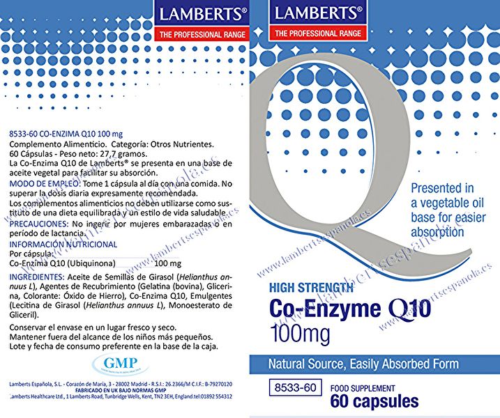 Coenxime Q10 100 mg 60 Tablets - LAMBERTS Img 2