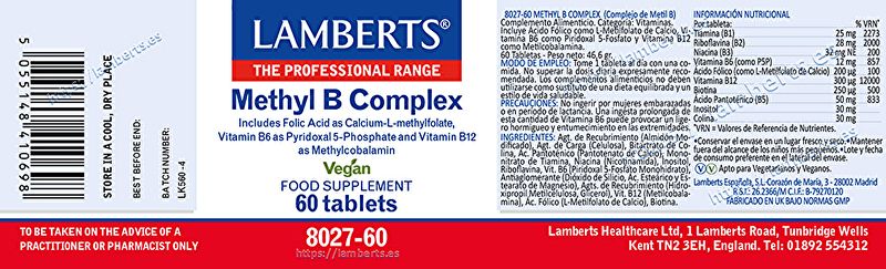 Methyl B Complex 60 Tabletas - LAMBERTS Img 2