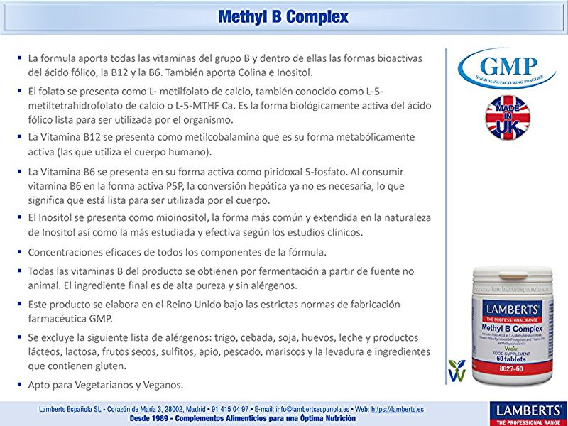 Complexe de méthyle B 60 comprimés - LAMBERTS Img 5