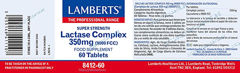 Complexe Lactase 350 mg 60 Gélules - LAMBERTS Img 2