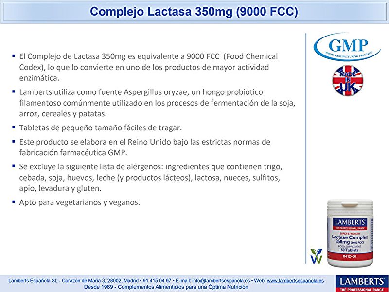 Complesso di lattasi 350 mg 60 capsule - LAMBERTS Img 3