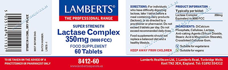 Complesso di lattasi 350 mg 60 capsule - LAMBERTS Img 6