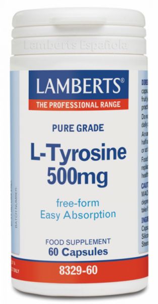 L-Tirosina 500 mg 60 Cápsulas - LAMBERTS