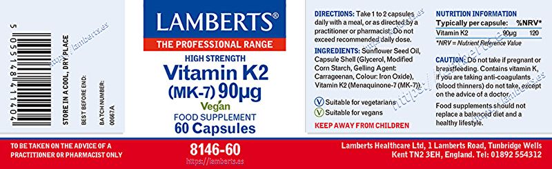 Vitamin K2 90 mcg 60 capsules as Menaquinone-7 (MK-7) Img 3