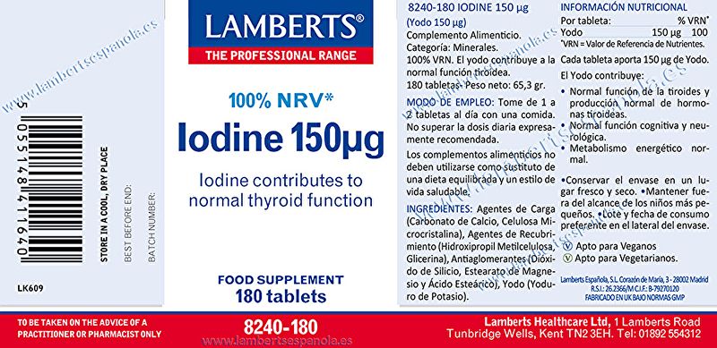 Iodine 180 Tablets - LAMBERTS Img 2