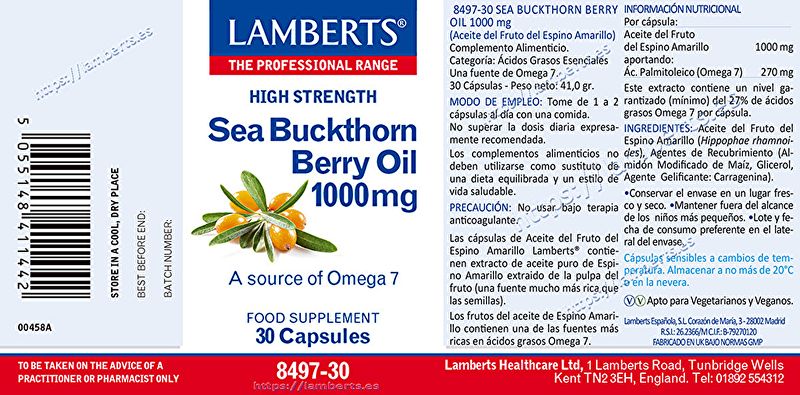 Sea Buckthorn Fruit Oil 30 Capsules - LAMBERTS Img 2