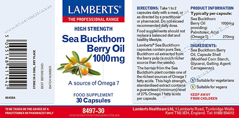 Sea Buckthorn Fruit Oil 30 Capsules - LAMBERTS Img 3