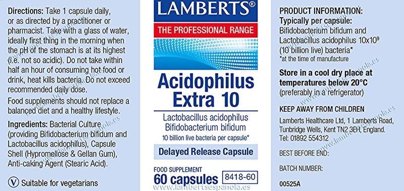 Acidophilus Extra 10 60 Capsule - LAMBERTS Img 3