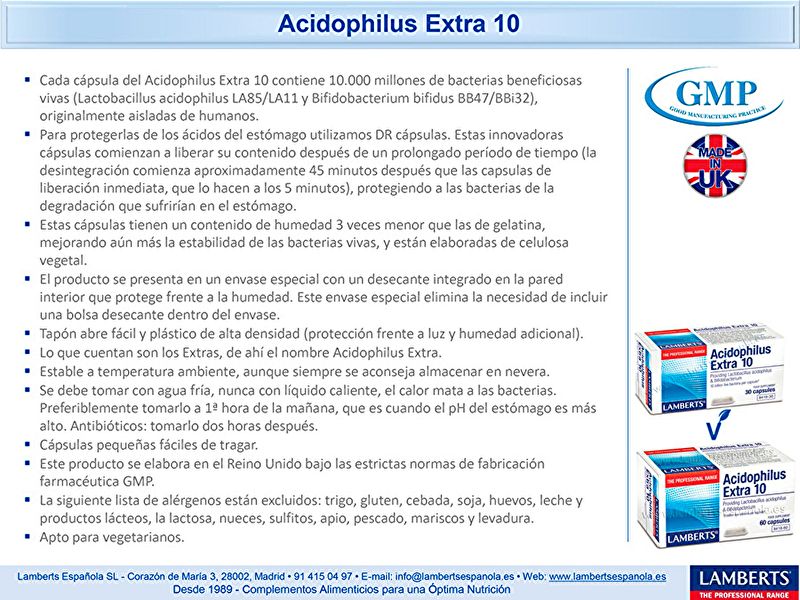 Acidophilus Extra 10 60 Cápsulas - LAMBERTS Img 5