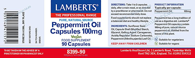 Peppermint Oil 90 Capsules - LAMBERTS Img 3