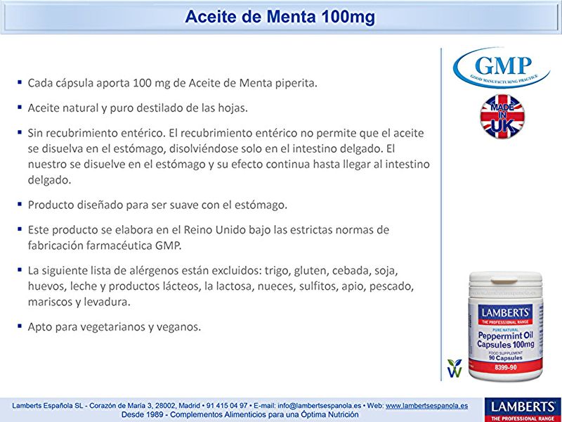 Aceite de Menta 90 Cápsulas - LAMBERTS Img 4