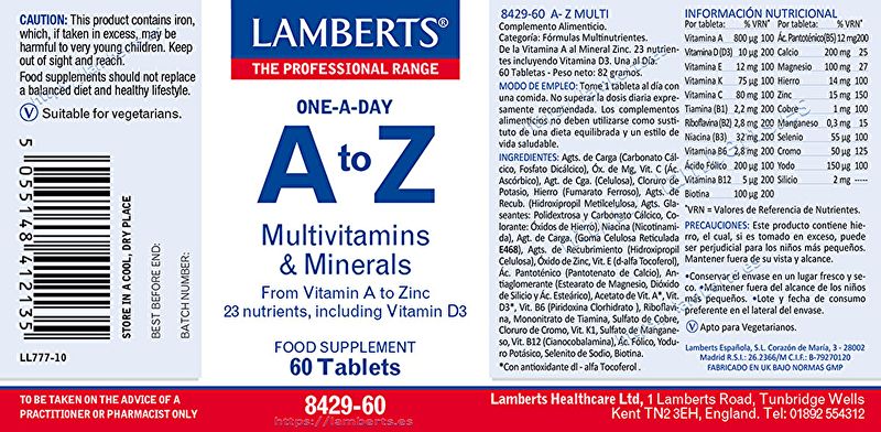 Multivitaminas e Minerais de A a Z 60 Comprimidos Img 2