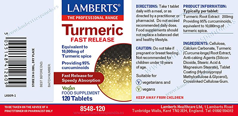 Quick Release Turmeric 120 Capsules - LAMBERTS Img 2