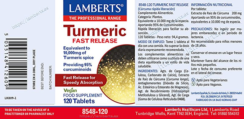 Quick Release Turmeric 120 Capsules - LAMBERTS Img 3