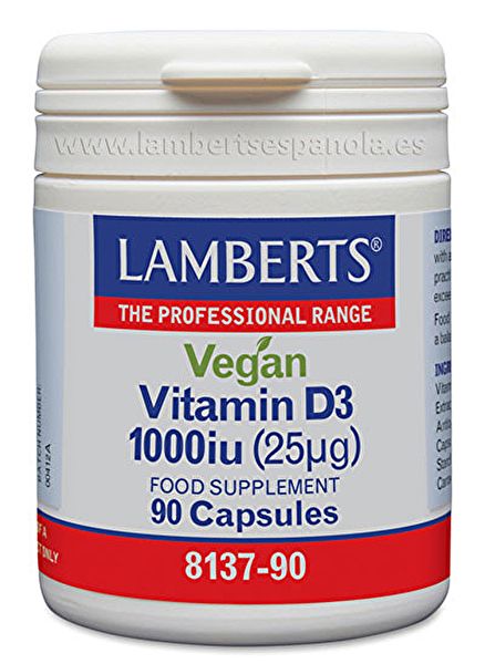 Vitamina D3 Vegana 1000 UI 90 Cápsulas - LAMBERTS