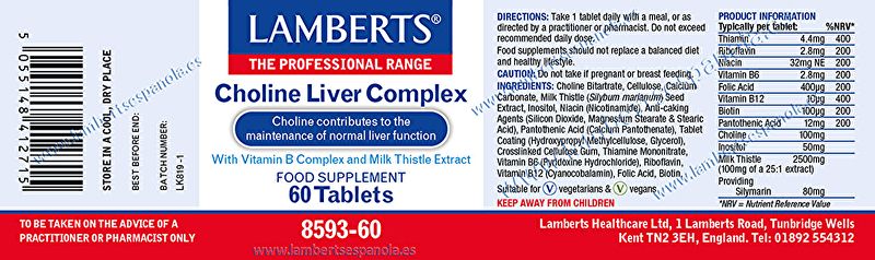 Choline Liver Complex 60 Tablets - LAMBERTS Img 3