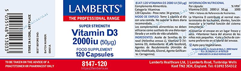 D-vitamin 2000 IE 120 kapslar - LAMBERTS Img 2