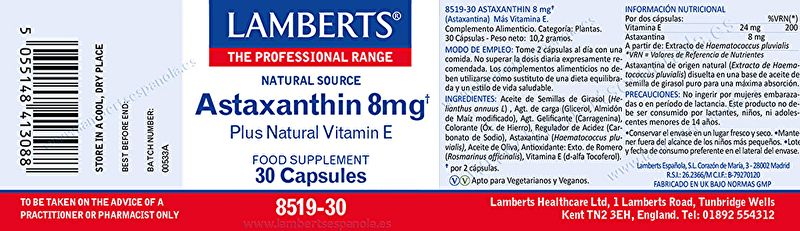 Astaxanthine met vitamine E 30 capsules - LAMBERTS Img 2