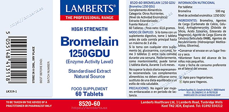 Bromélaïne 60 comprimés - LAMBERTS Img 2