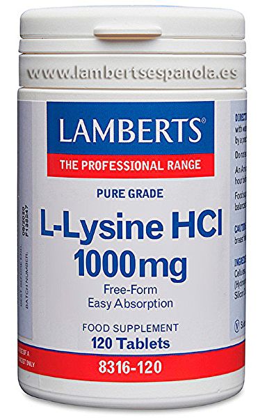 L-Lisina HCI 1000 mg 120 comprimidos - LAMBERTS