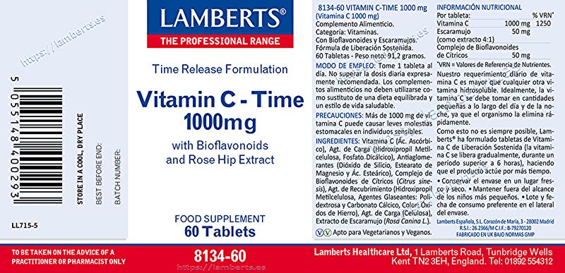 Vitamine C Tijd 60 tabletten Aanhoudende afgifte Img 3