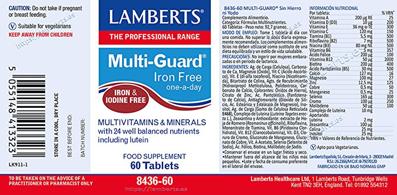 Multi Guard® Iron Free 60 Tablets. Without Iron or Iodine Img 2