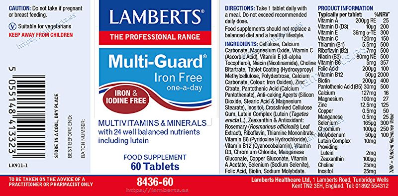 Multi Guard® Iron Free 60 Tablets. Without Iron or Iodine Img 3