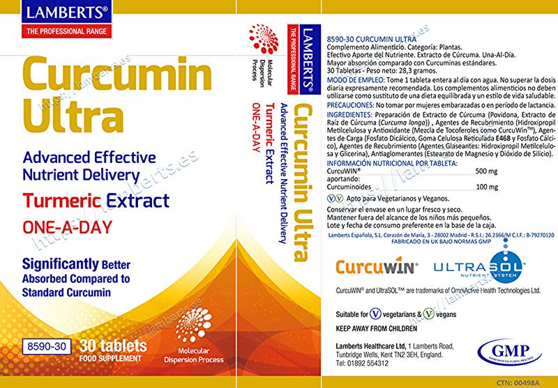 Curcumin Ultra 30 Tabletas - LAMBERTS Img 2