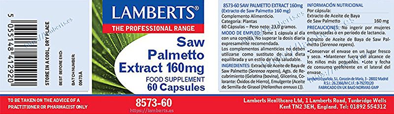 Saw Palmetto Ectracte 160mg 60 Càpsules Toves Img 2