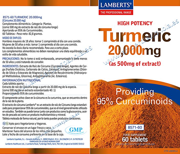 Kurkuma Kurkuma 60 Tabletten - LAMBERTS Img 2