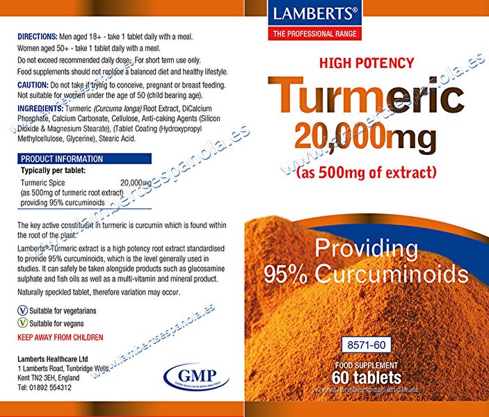 Kurkuma Kurkuma 60 Tabletten - LAMBERTS Img 3