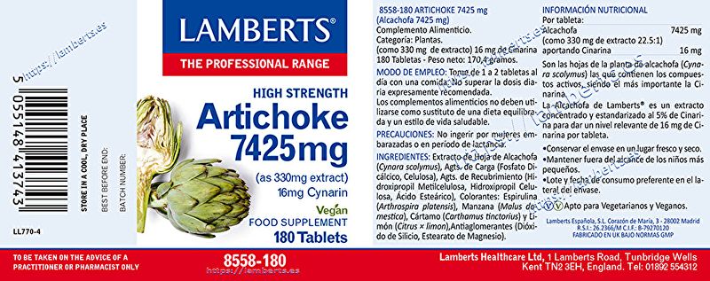 Alcachofa 180 Tabletas - LAMBERTS Img 2