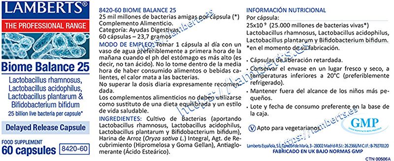 Biome Balance 25 60 Càpsules - LAMBERTS Img 2