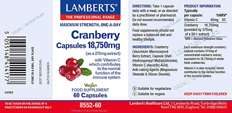 Cranberry 60 Capsules - LAMBERTS Img 3