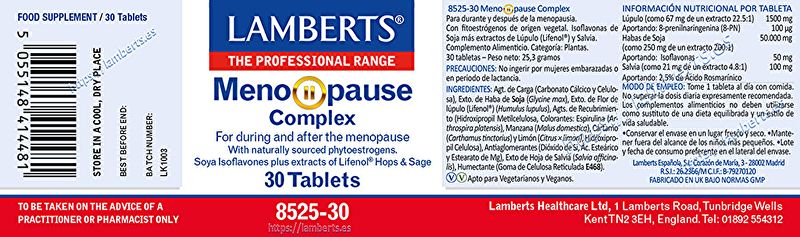 Complexo Menopausa 30 comprimidos - LAMBERTS Img 3