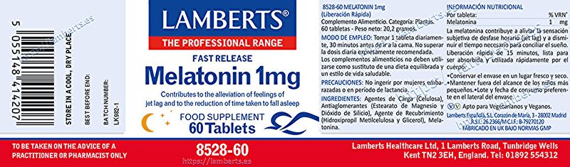 Melatonin 1 mg 60 tablets - LAMBERTS Img 3