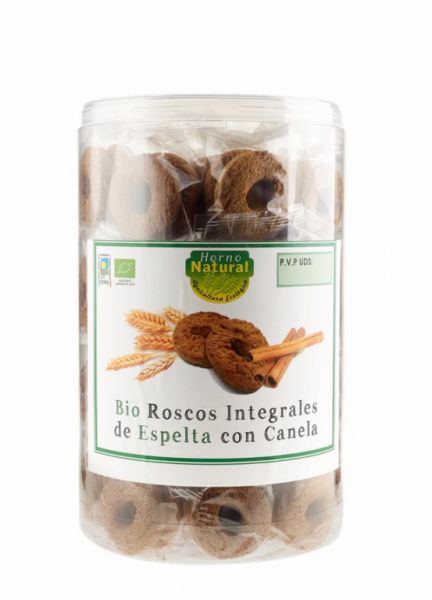 Rolinhos de espelta de trigo integral com canela orgânica 50 unidades