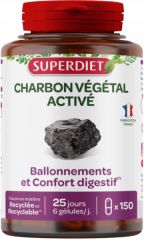 Buy SUPERDIET Vegetable Charcoal 150 Capsules By 19,69€