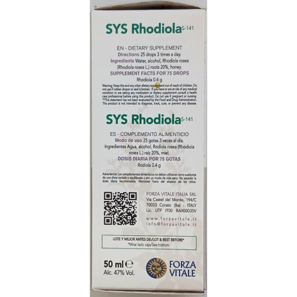 Sys Rhodiola Rosea 50 ml. Användbar vid psyko-fysisk trötthet Img 2