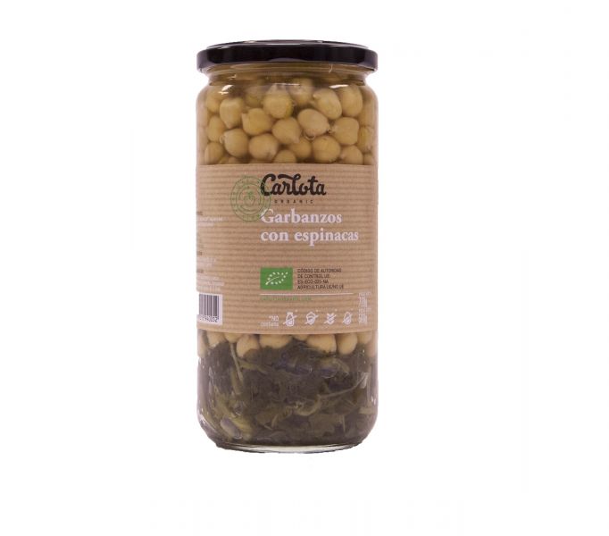 BIO Grão-de-bico com Espinafres 720 g - CARLOTA