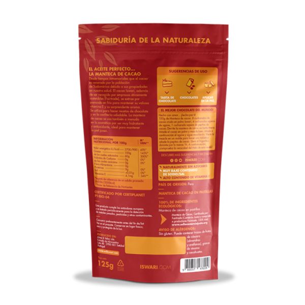 Beurre de Cacao Bio Equitable 125 g - ISWARI Img 2