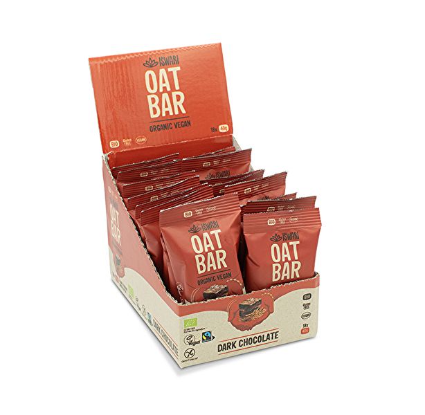 BOX OF 18 DARK CHOCOLATE OAT BARS 40 g - ISWARI