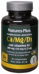 Comprar NATURE'S PLUS CÁLCIO MAGNÉSIO D3 COM VITAMINA K2 30 Comp Por 11,50€