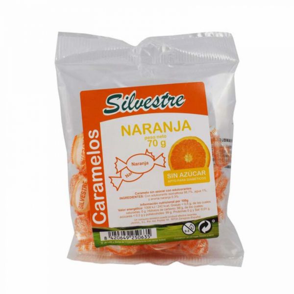 Caramelos de naranja sin azúcar 70 g - SILVESTRE